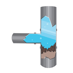 Obraz premium A clogged pipe and plumbing problems in indoor, a flat vector stock illustration with water sludge and fixed sewage isolated on white background