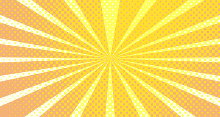 Vintage colorful comic book background. Orange blank bubbles of different shapes. Rays, radial, halftone, dotted effects. For sale banner empty Place for text 1960s. Copy space vector eps10.