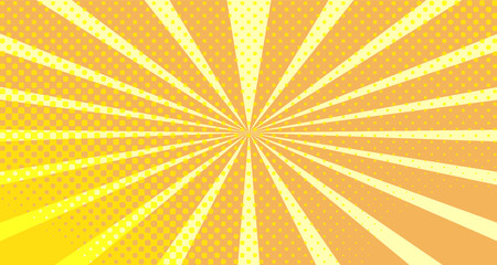 Vintage colorful comic book background. Orange blank bubbles of different shapes. Rays, radial, halftone, dotted effects. For sale banner empty Place for text 1960s. Copy space vector eps10.