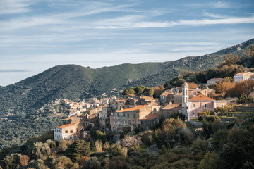Fototapeta na wymiar Villages of Costa and Belgodere in Balagne region of Corsica