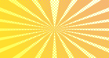 Vintage colorful comic book background. Orange blank bubbles of different shapes. Rays, radial, halftone, dotted effects. For sale banner empty Place for text 1960s. Copy space vector eps10.