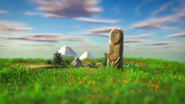 Stone "BALBAL".3D Render - Illustration