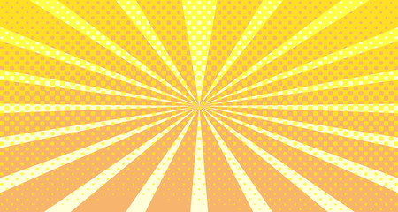 Vintage colorful comic book background. Orange blank bubbles of different shapes. Rays, radial, halftone, dotted effects. For sale banner empty Place for text 1960s. Copy space vector eps10.