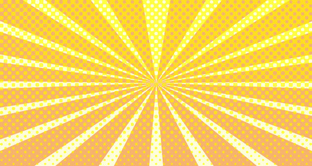 Vintage colorful comic book background. Orange blank bubbles of different shapes. Rays, radial, halftone, dotted effects. For sale banner empty Place for text 1960s. Copy space vector eps10.