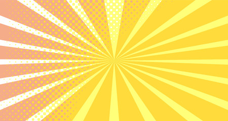 Vintage colorful comic book background. Orange blank bubbles of different shapes. Rays, radial, halftone, dotted effects. For sale banner empty Place for text 1960s. Copy space vector eps10.