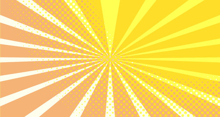 Vintage colorful comic book background. Orange blank bubbles of different shapes. Rays, radial, halftone, dotted effects. For sale banner empty Place for text 1960s. Copy space vector eps10.