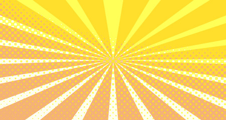 Vintage colorful comic book background. Orange blank bubbles of different shapes. Rays, radial, halftone, dotted effects. For sale banner empty Place for text 1960s. Copy space vector eps10.