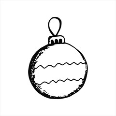Christmas toy silhouette on a white background sketch isolated