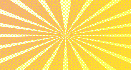 Vintage colorful comic book background. Orange blank bubbles of different shapes. Rays, radial, halftone, dotted effects. For sale banner empty Place for text 1960s. Copy space vector eps10.