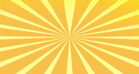 Vintage colorful comic book background. Orange blank bubbles of different shapes. Rays, radial, halftone, dotted effects. For sale banner empty Place for text 1960s. Copy space vector eps10.