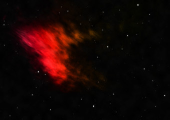 Far being shone nebula and star field. 3D rendering