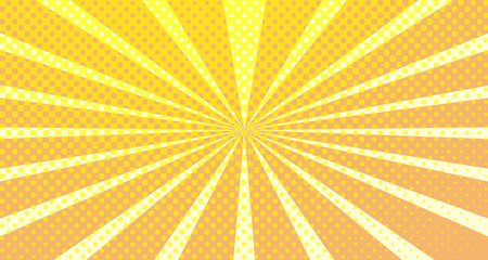 Vintage colorful comic book background. Orange blank bubbles of different shapes. Rays, radial, halftone, dotted effects. For sale banner empty Place for text 1960s. Copy space vector eps10.