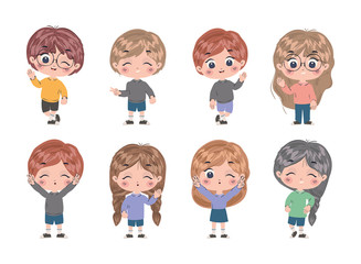 Isolated set of kids cartoons vector design