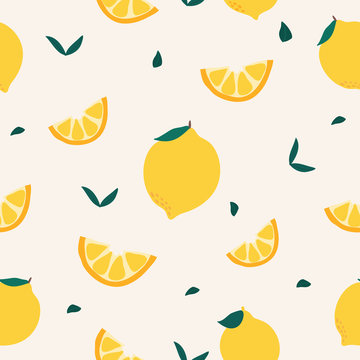 Vector seamless pattern with hand drawn lemons isolated on white