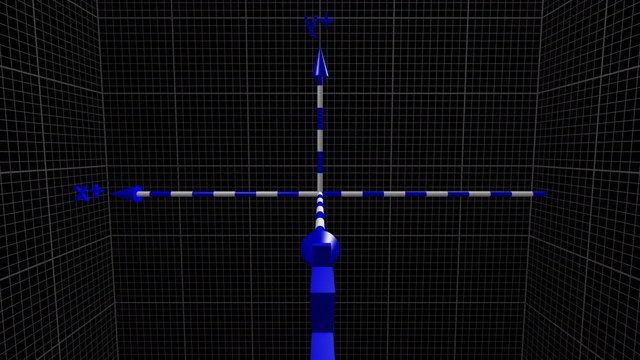 Time lapse of the reference system of the three-dimensional space of the Cartesian axes.