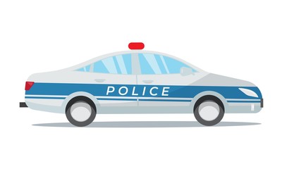Police car isolated on white background. Police patrol transport. 