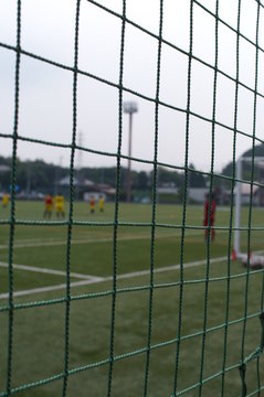 Blurred image, practice scene in a soccer field