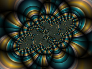 Green golden spirals abstract fractal background