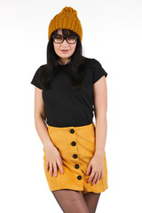 Blank t-shirt mock-up - Cute preppy, fashion geek girl ready for your design