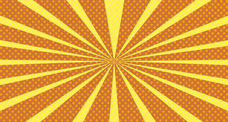 Vintage colorful comic book background. Orange blank bubbles of different shapes. Rays, radial, halftone, dotted effects. For sale banner empty Place for text 1960s. Copy space vector eps10.