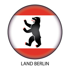 Vector round button of Berlin flag isolated on white background. Illustration for design and web.