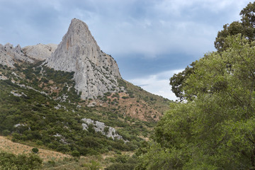 Natural site Tajo de Gomer in Riogordo in the Axarquia of the Costa del Sol in Malaga