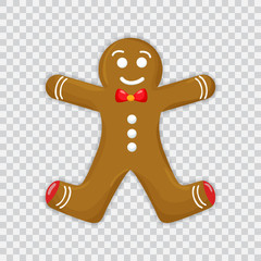Christmas gingerbread man flat icon isolated cookie icon