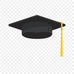 Fototapeta Graduation cap vector isolated on blue background, graduation hat with tassel flat icon, academic cap, graduation cap image, graduation cap obraz