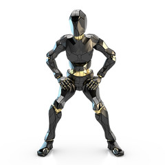 schwarzer humanoider Roboter stehend