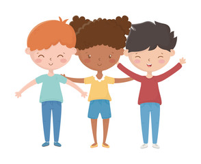 Girl and boys cartoons vector design