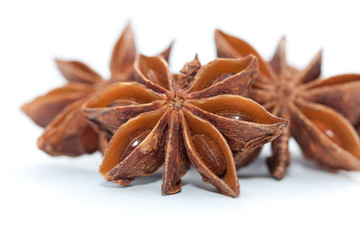 Star anise isolated on white background.
