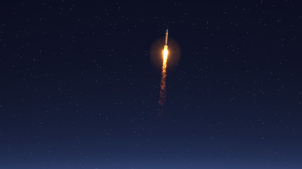 Rocket flies through to space