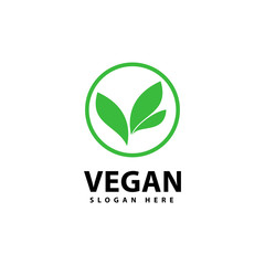 vegan logo template, nature design concept idea vector