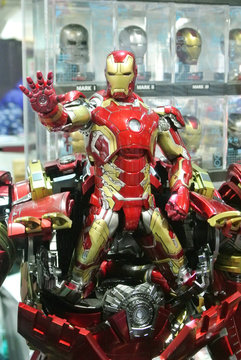 KUALA LUMPUR, MALAYSIA -NOVEMBER 26, 2017: IRON MAN action figure from Marvel Iron Man movie displayed for sale. 