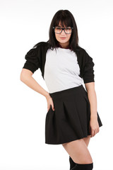 Blank t-shirt mock-up - Cute preppy, fashion geek girl ready for your design