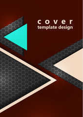 Bright corporate banner design with the texture of hexagons, triangles. Abstract technology background.
