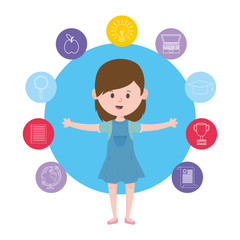 Avatar woman and learning online concept vector design