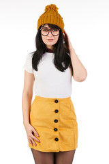Blank t-shirt mock-up - Cute preppy, fashion geek girl ready for your design