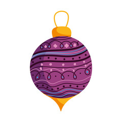 Obraz premium merry christmas celebration purple ball snow decoration