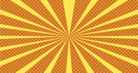 Fototapeta premium Vintage colorful comic book background. Orange blank bubbles of different shapes. Rays, radial, halftone, dotted effects. For sale banner empty Place for text 1960s. Copy space vector eps10.