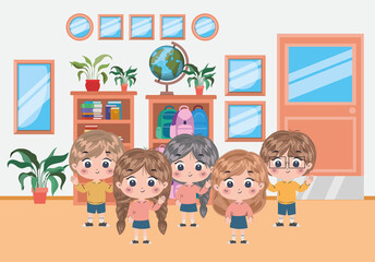School kids cartoons vector design