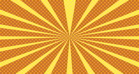 Vintage colorful comic book background. Orange blank bubbles of different shapes. Rays, radial, halftone, dotted effects. For sale banner empty Place for text 1960s. Copy space vector eps10.