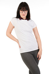 Blank t-shirt mock-up - Cute preppy, fashion geek girl ready for your design
