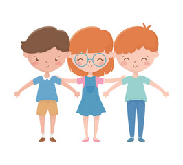 Girl and boys cartoons vector design