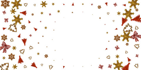 New years eve balls. Christmas decoration isolated on white background. Xmas celebration pattern. Flat lay design. Copy Space.