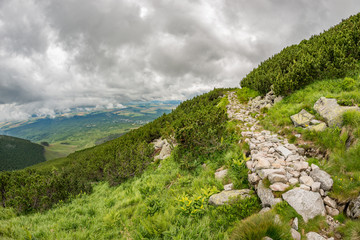 foot path on side of lomnicky stit high tatra mountains