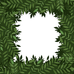 Green leaves frame vector design