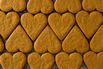 Heart shaped cookie background. Valentine's Day and Mother's Day concept. Top view. 