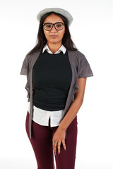 Blank t-shirt mock-up - Cute preppy, fashion geek girl ready for your design