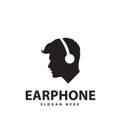 head logo people use headset logo for music, design illustration